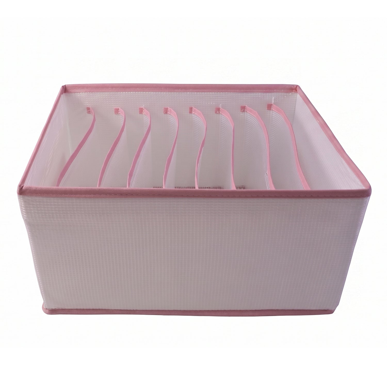 Wukusy 9-section foldable clothes organizer with denim jeans inside, designed for wardrobe drawer storage and organization.