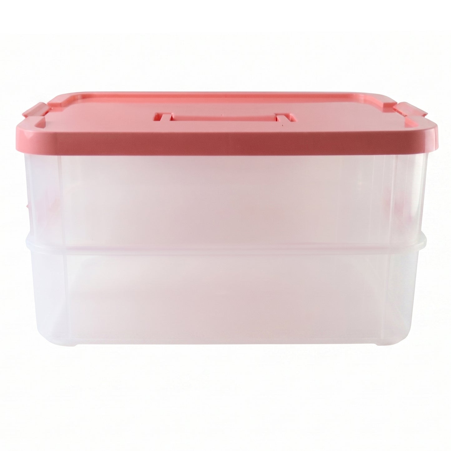 Wukusy 2XL transparent plastic storage box with lid, 2-layer stackable organizer for organizing household or office items