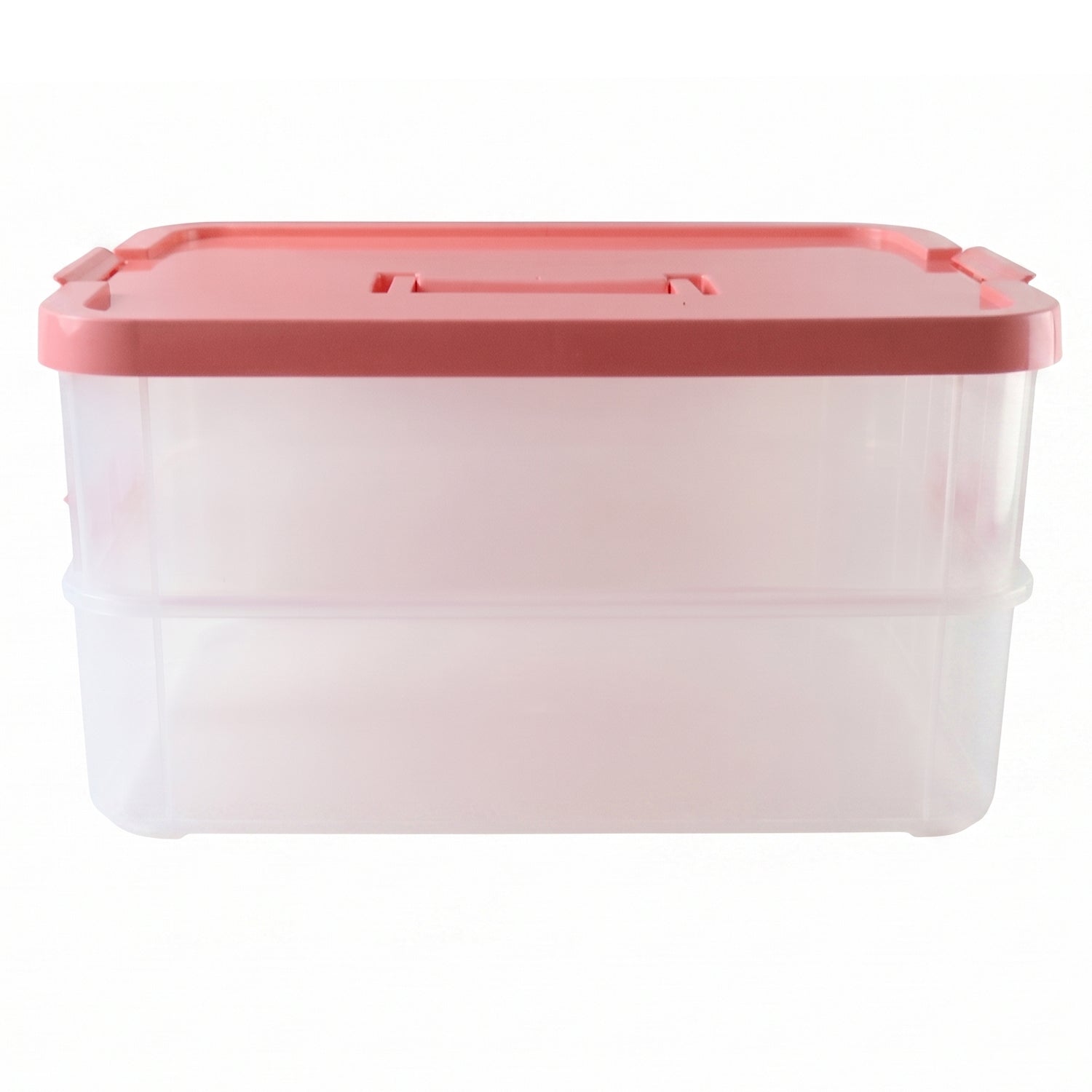 Wukusy 2XL transparent plastic storage box with lid, 2-layer stackable organizer for organizing household or office items
