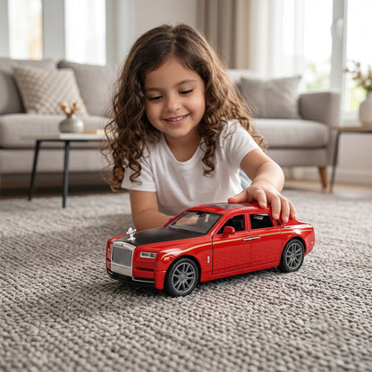 Wukusy die-cast metal luxury sedan toy car with openable doors, pull-back style, detailed model for collectors or play.