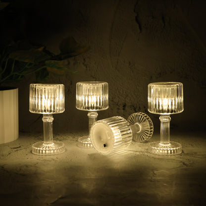 Set of 4 Wukusy LED crystal-effect table lamps for home decor, featuring elegant design and sparkling crystal accents.