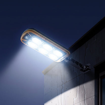 Wukusy solar LED motion sensor wall light with remote control, waterproof outdoor lighting fixture mounted on exterior wall