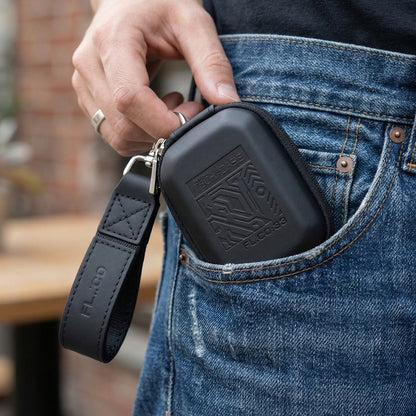 Wukusy premium hard shell earphone carrying case with zipper closure, compact and protective for storing earbuds or small accessories.