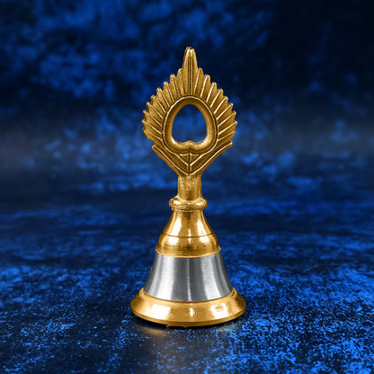 Brass and steel temple ghanti (pooja bell) decorative spiritual accessory for home decor, featuring intricate design and traditional craftsmanship.