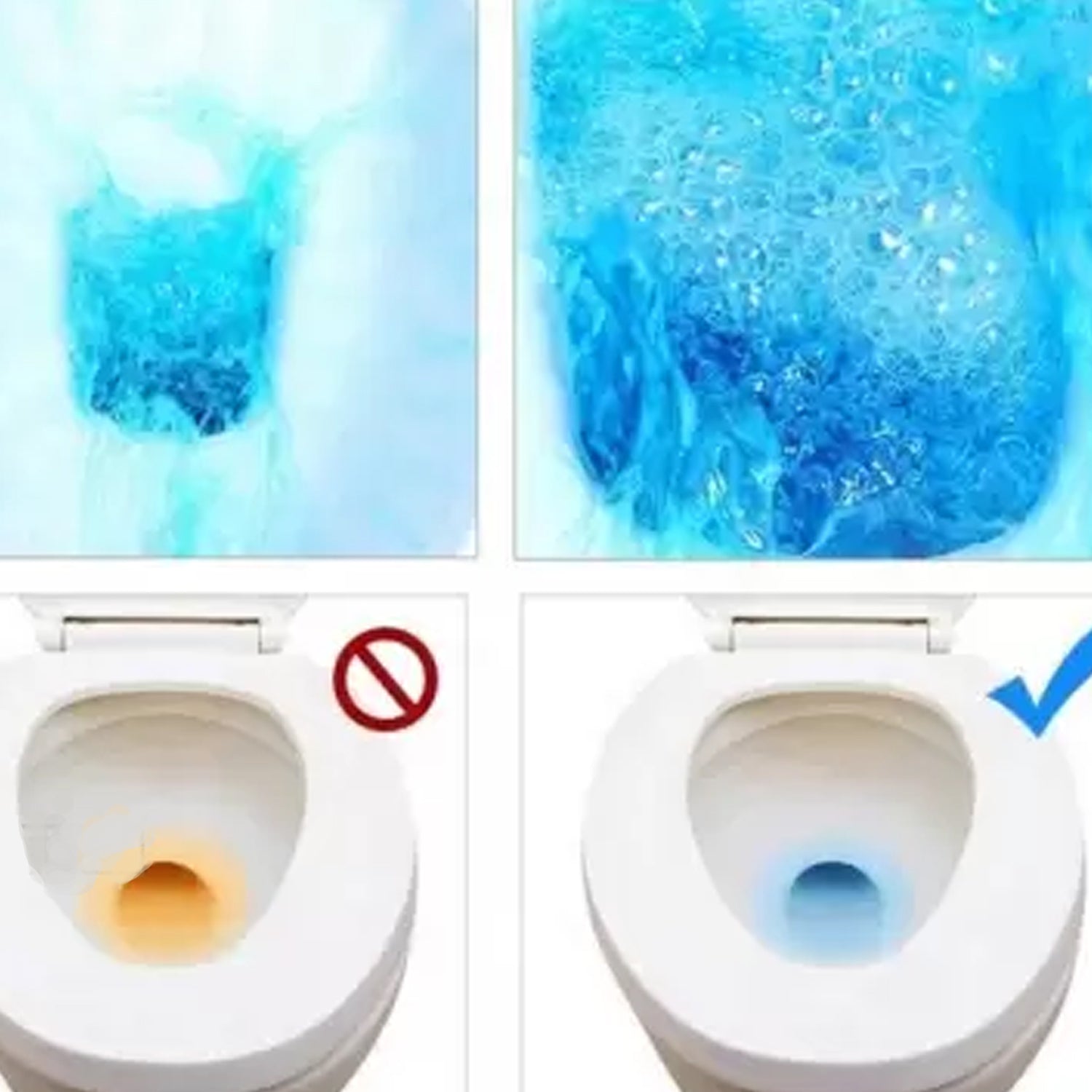 Wukusy Ocean Blue Toilet Cleaner Flush Tab, 100g, for home improvement, showing the blue tablet in packaging.