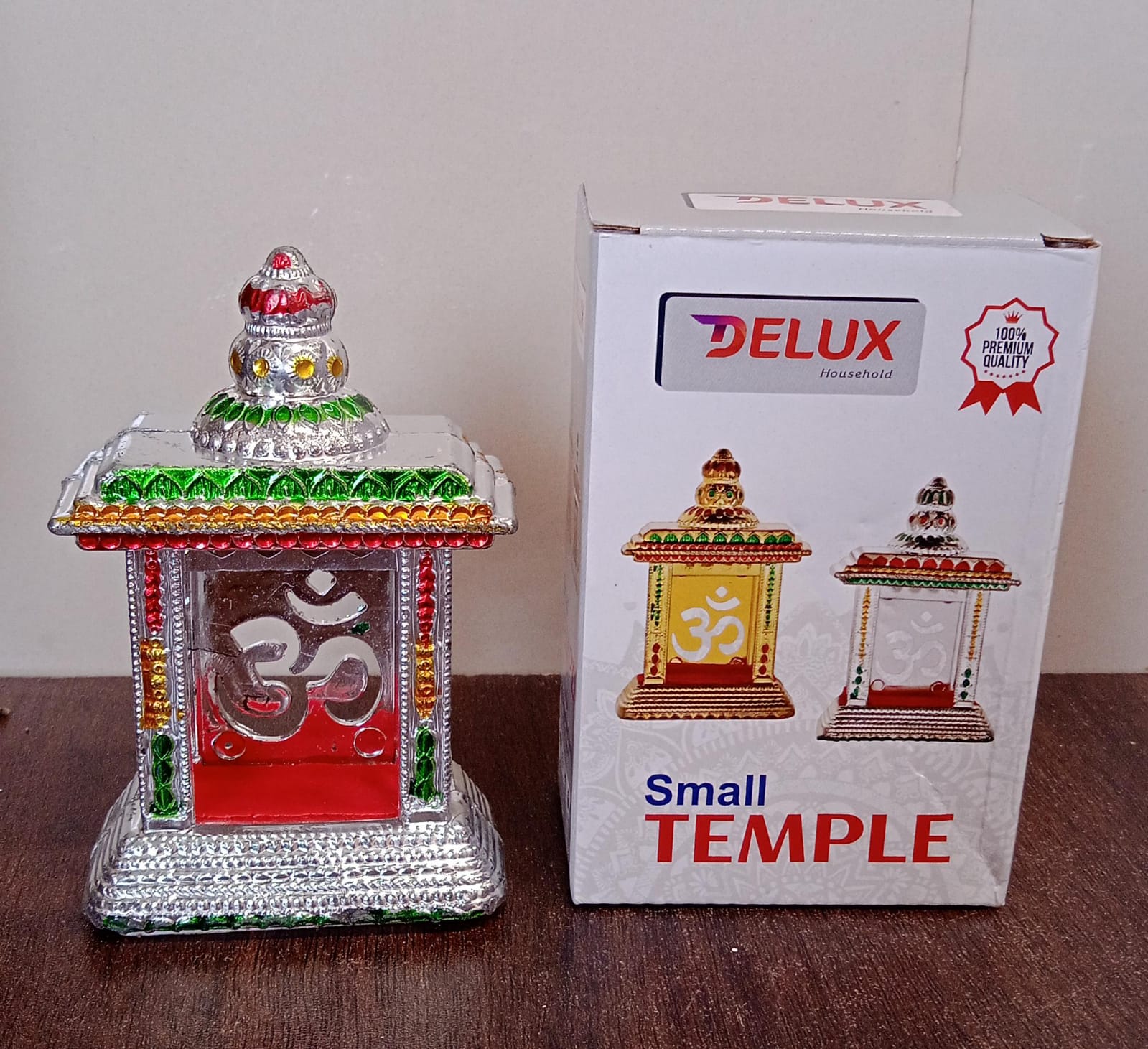 Wukusy adhesive small Om temple for car dashboard, decorative home improvement accessory with Om symbol design.