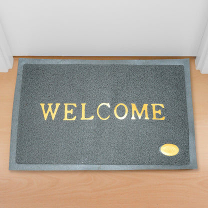 Wukusy 8822 welcome door mat for home entrance, outdoor, anti-slip, waterproof, heavy-duty, easy to clean, 23x15 inches