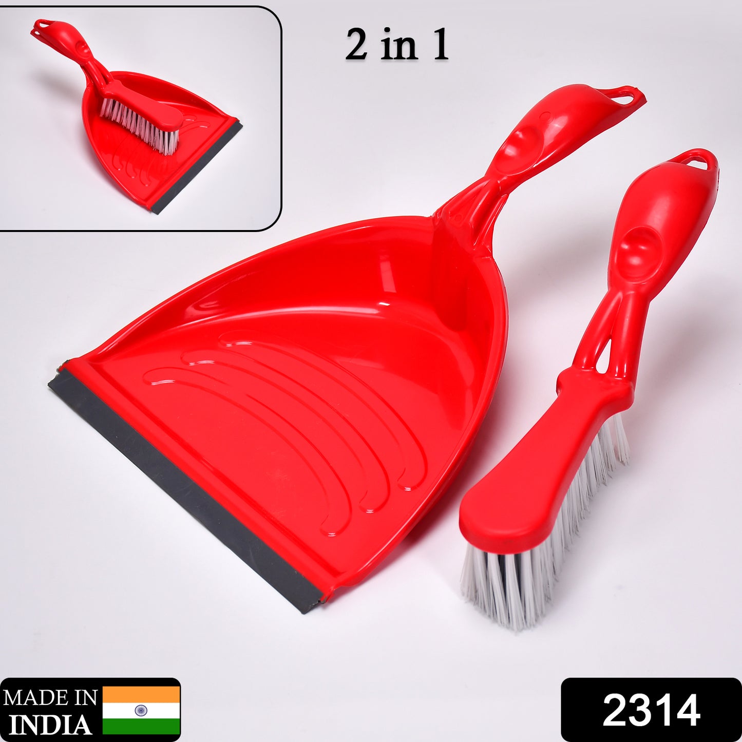 Wukusy 2314 Dustpan set with long handle and brush, multipurpose dust collector for sweeping and cleaning in home improvement.