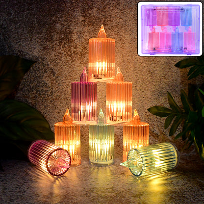Set of eight decorative flameless LED candles by Wukusy, home decor electronic candle lights with realistic flickering glow.