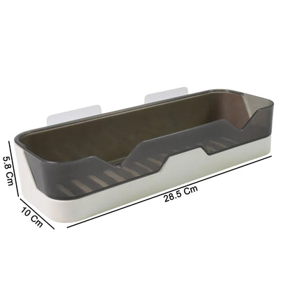 Wall-mounted Wukusy self-adhesive plastic storage shelf attached to a wall for organized space-saving storage.
