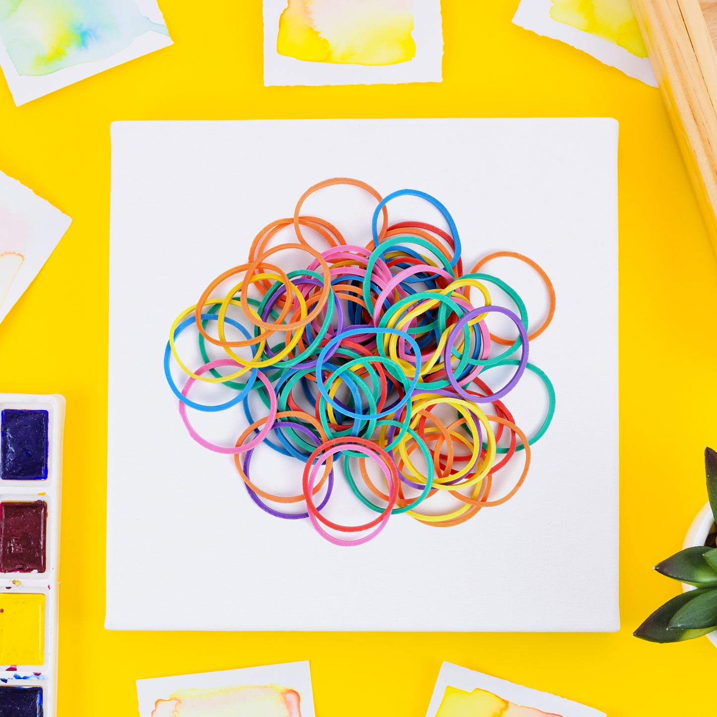 Colorful elastic rubber bands by Wukusy, reusable nylon stretch bands for office, kitchen, and stationery uses