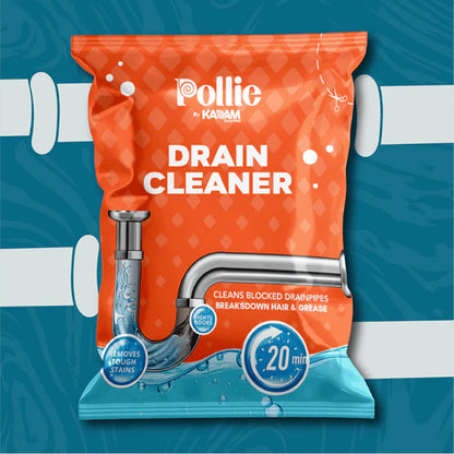 Wukusy Pollic Kadam powerful drain cleaner sachet, 50g, for household drain unclogging and kitchen drain maintenance.