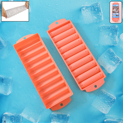 Wukusy compact plastic ice stick tray with 10 mold slots for making ice sticks in a clear, durable plastic tray.