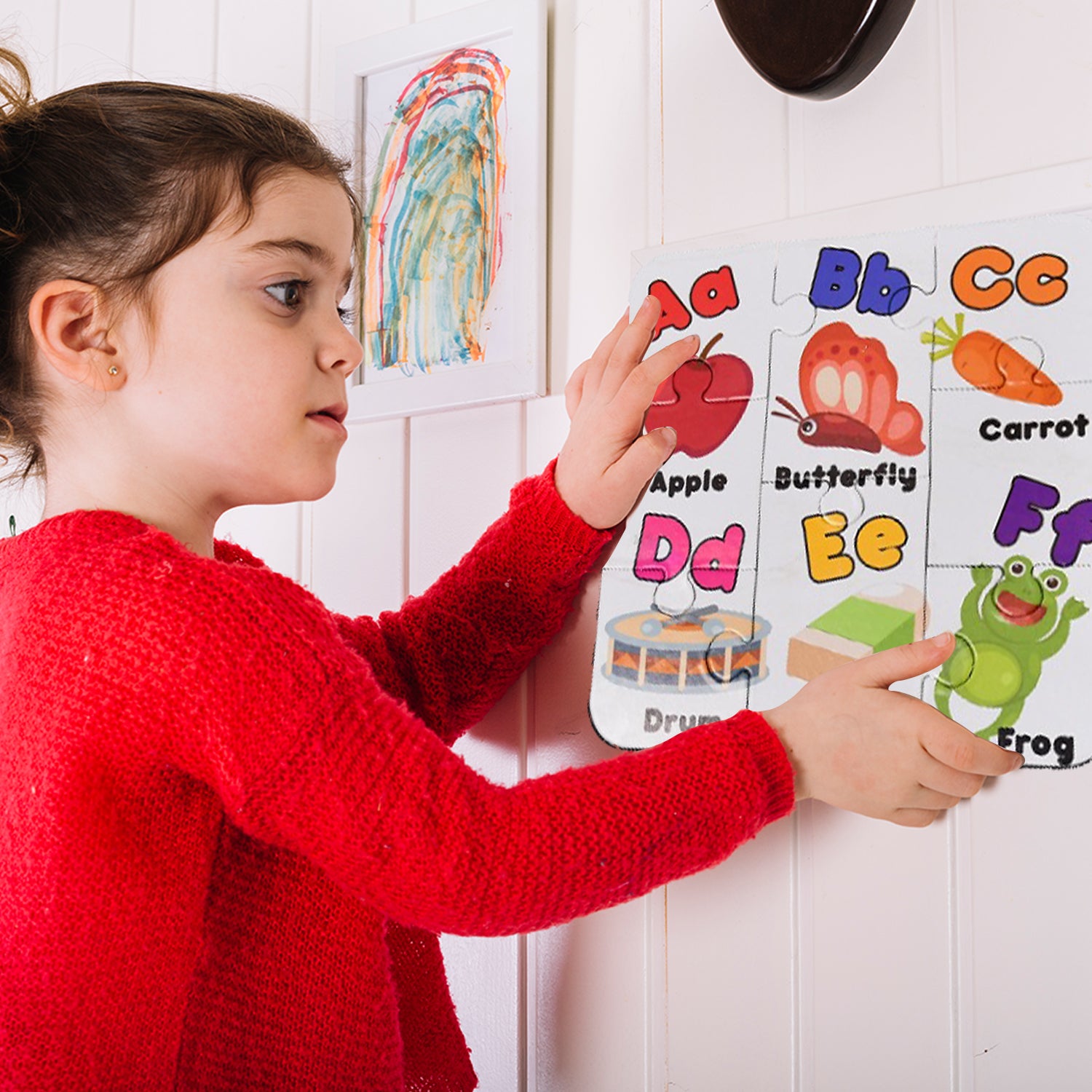Wukusy 4052 Learning ABC Jigsaw Toy Puzzle for children, featuring colorful puzzle pieces with alphabet letters for educational fun.