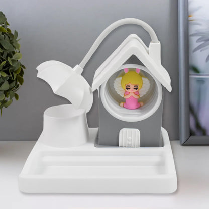 Wukusy cute cartoon LED desk light with plastic base, multi-color changing illumination, ideal for home decor and lighting.