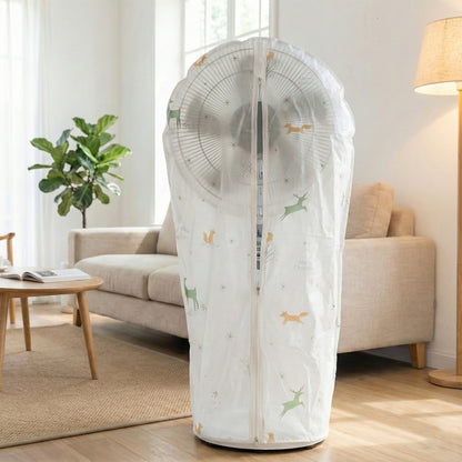 Wukusy full-size pedestal fan dust cover in black, designed for 60-90 cm fans, protecting the appliance from dust and debris.