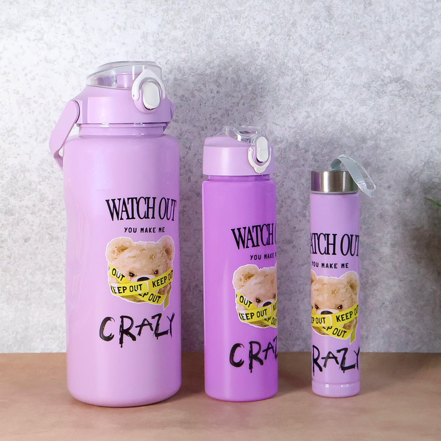 Set of Wukusy premium water bottles in 2000ml, 900ml, and 300ml sizes, made of durable material for home improvement use