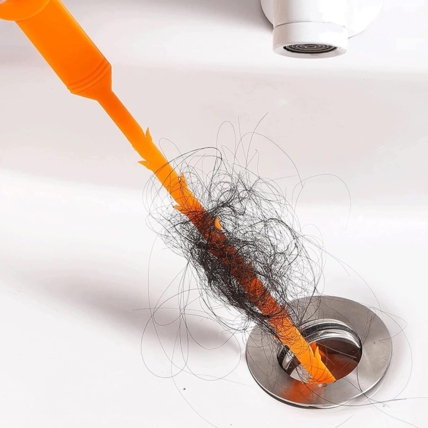 Set of three Wukusy flexible sink drain cleaning sticks, 50 cm long, for home improvement and plumbing maintenance.