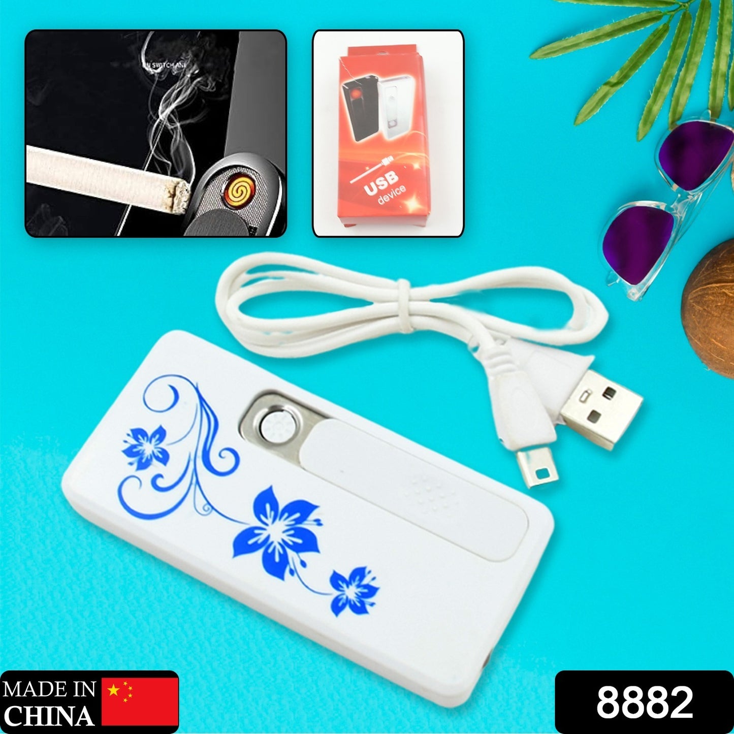 Wukusy electric USB lighter for men and women, slim rechargeable flameless coil cigarette lighter with charging cable and windproof design.