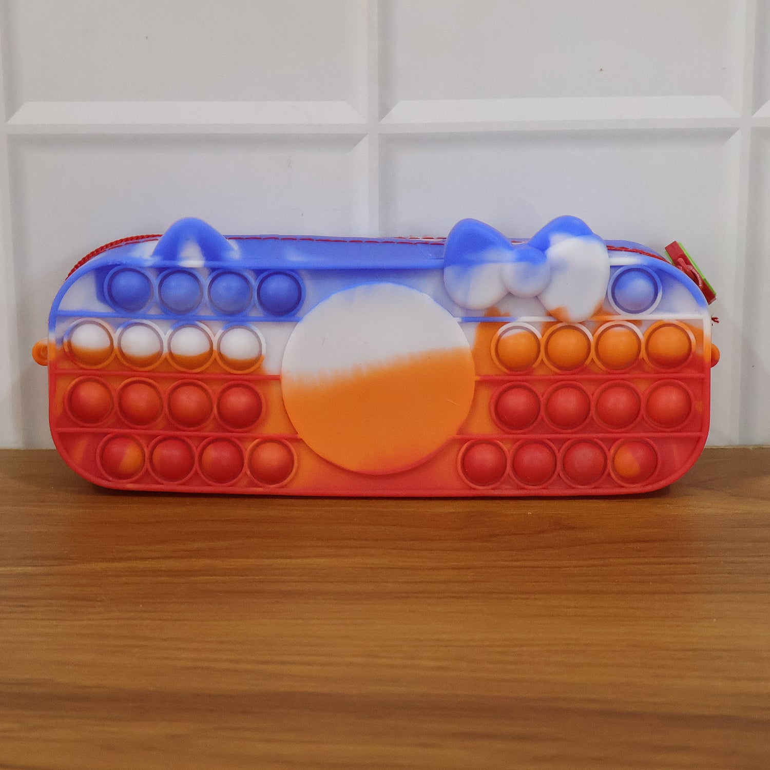 Wukusy multifunction Pop It pencil pouch with colorful silicone bubbles and zip closure, designed for school supplies and organization.