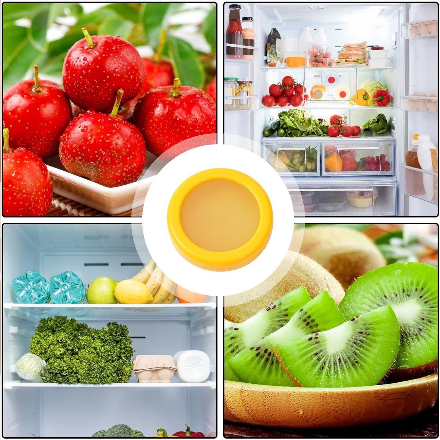 Wukusy vegetable container and fruits saver keeper in yellow, kitchen tool for fresh produce storage, shown in a bright yellow color.