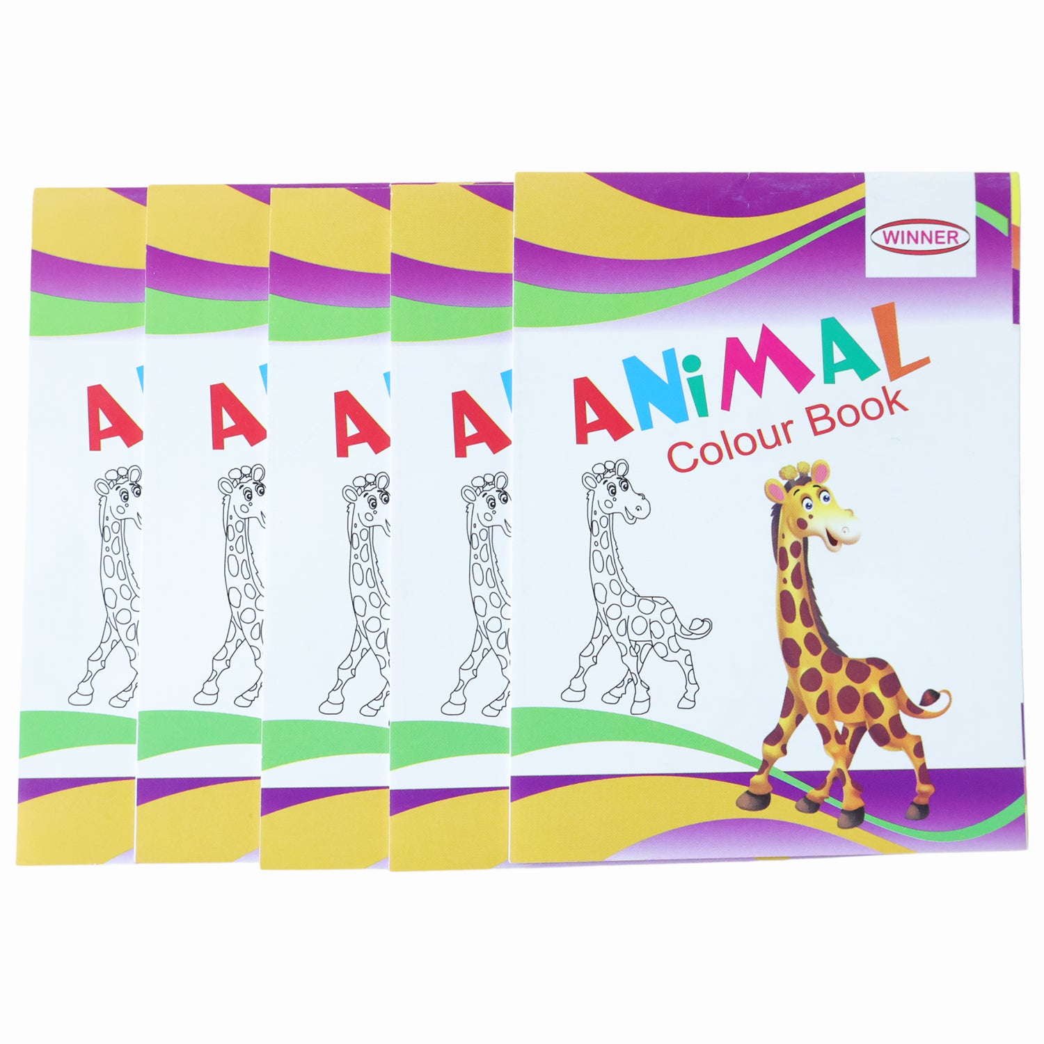 Kids Wukusy animal theme coloring book set with five colorful books featuring fun animal illustrations for children.