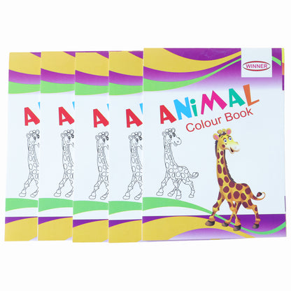 Kids Wukusy animal theme coloring book set with five colorful books featuring fun animal illustrations for children.
