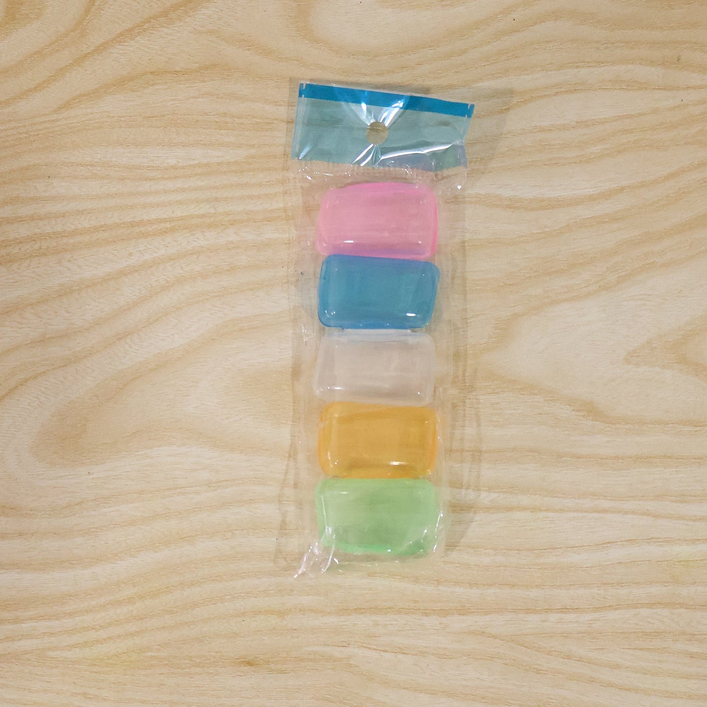 Set of five Wukusy toothbrush head cover caps, anti-dust travel brush protectors for hygienic storage and portability.