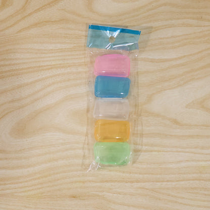 Set of five Wukusy toothbrush head cover caps, anti-dust travel brush protectors for hygienic storage and portability.