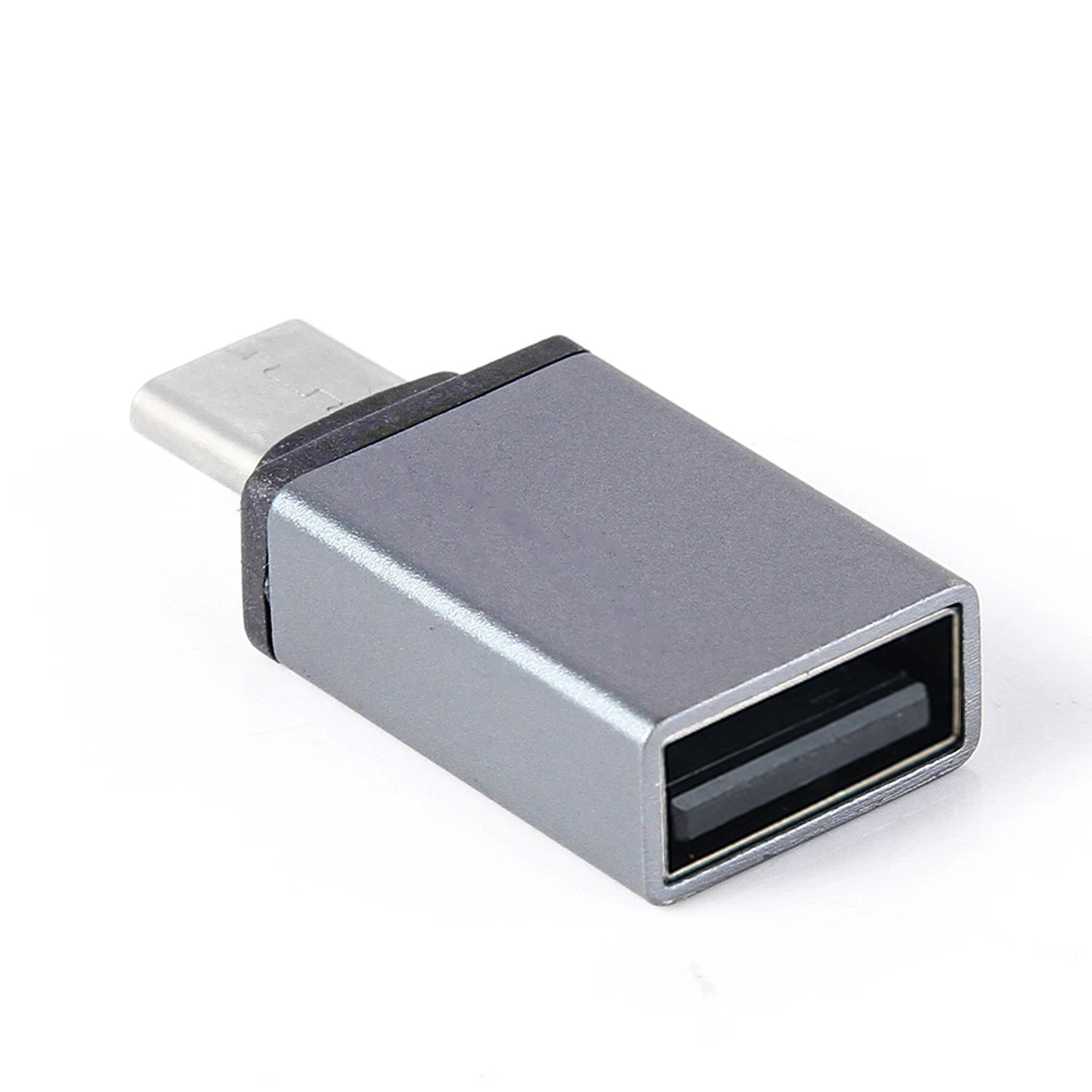 Wukusy Type-C OTG adapter pen drive connected to a smartphone, showing compact design and USB-C and USB ports.