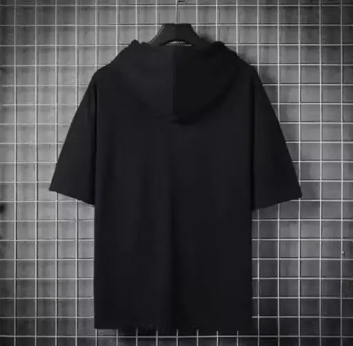 Ekom men's half sleeve hoodie made of cotton blend, casual kitchen and dining apparel with a modern design.