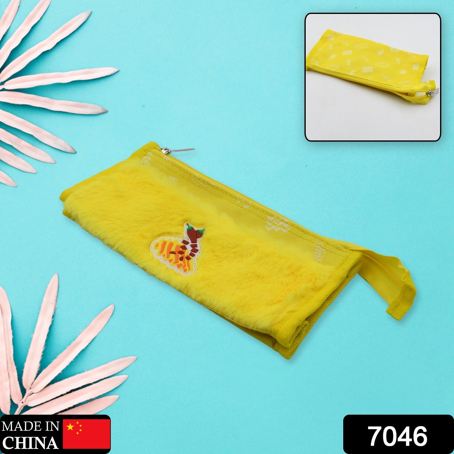 Wukusy 7046 smart design solid color double pocket reusable zip pouch with large capacity for pens, pencils, and travel stationery.