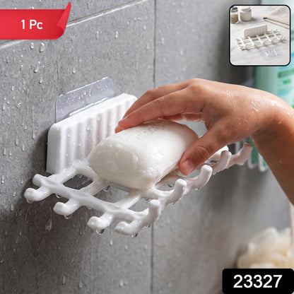 Plastic Wall Mount Soap Dish With Drainage Rack For Bathroom And Kitchen (1 Pc)