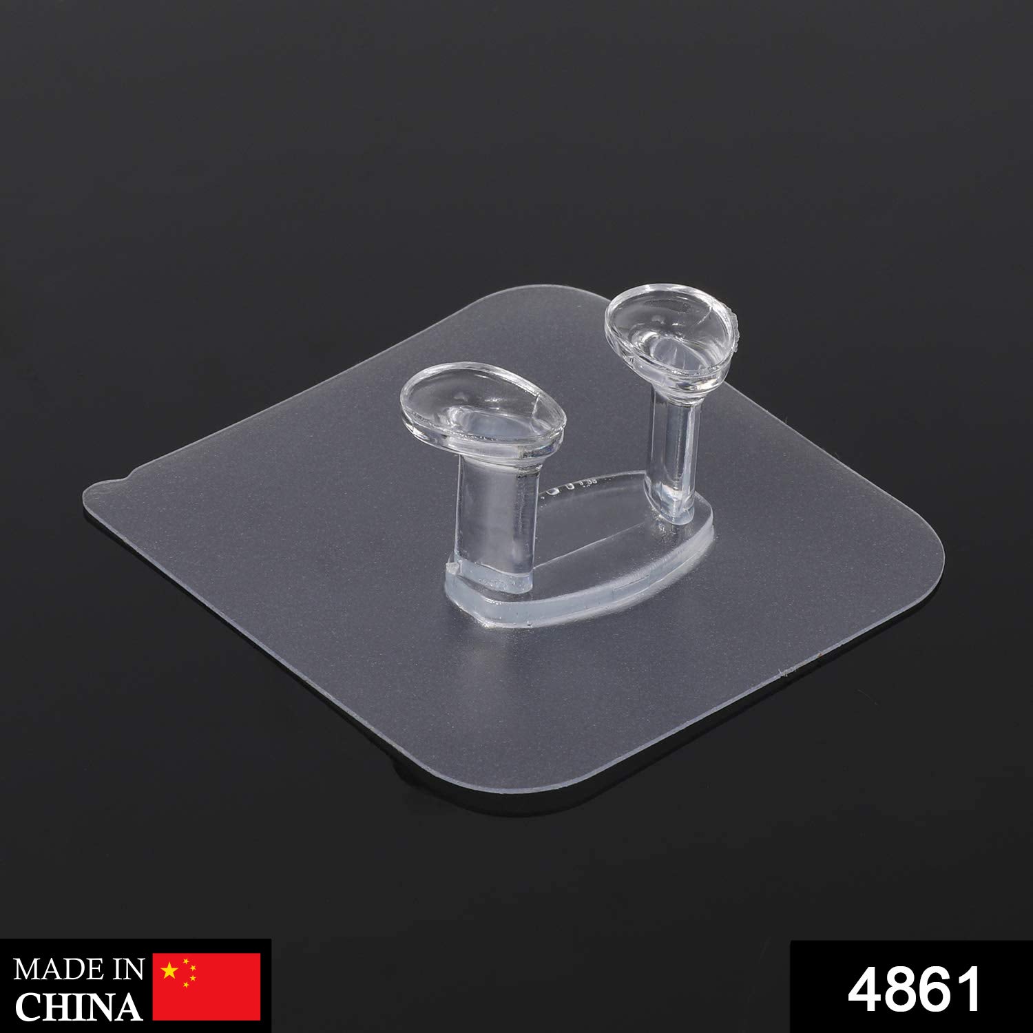Wukusy 4861 transparent multi-function wall storage hooks mounted on a wall for organizing keys, hats, and small items in home improvement.