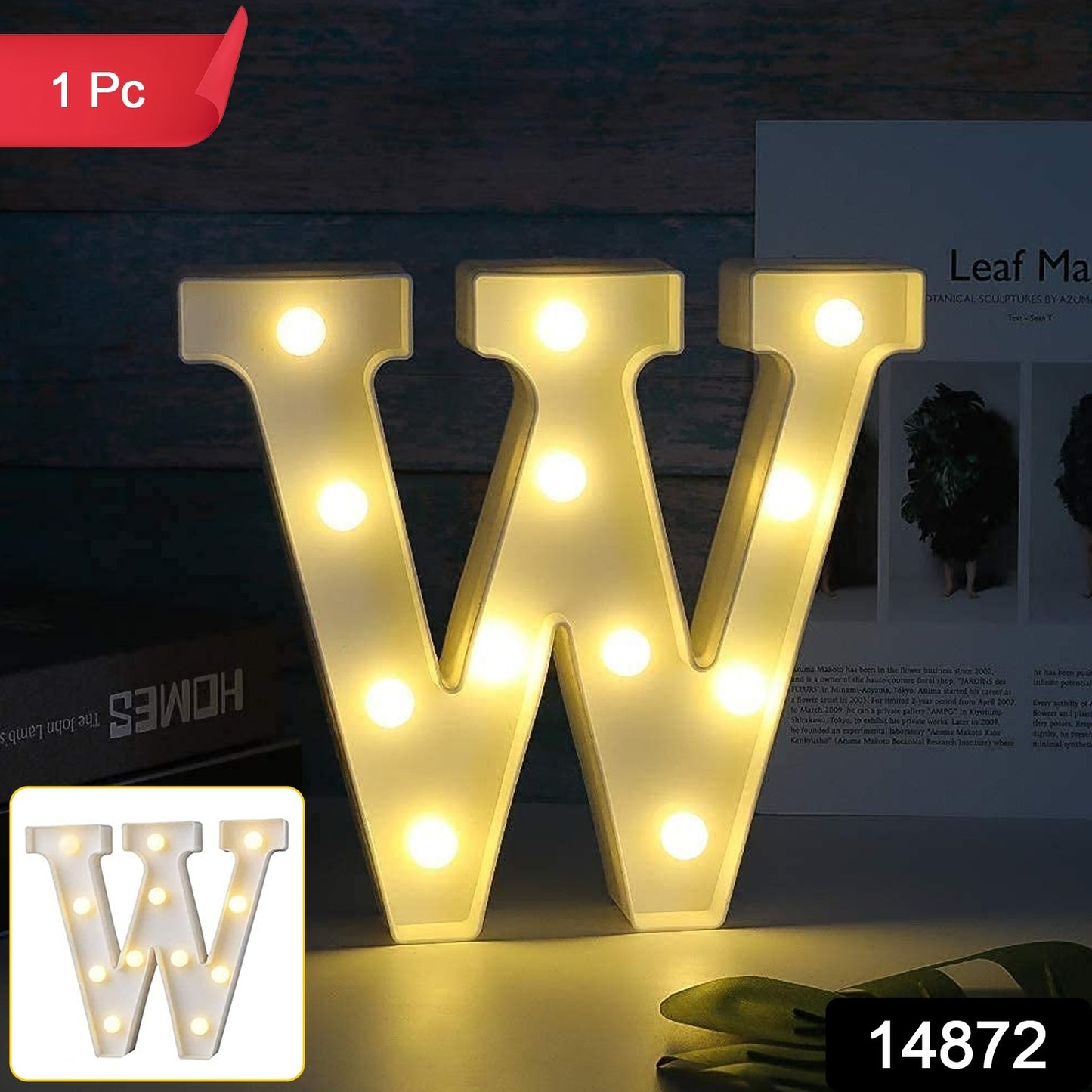 Wukusy W-shaped LED decorative night light for home decor, illuminated with soft, colorful light in a modern design.