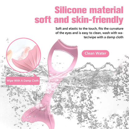 Wukusy curved silicone eyeliner stencil for wing tips, reusable eye makeup tool, ideal for beginners, includes eyelash brush and comb.