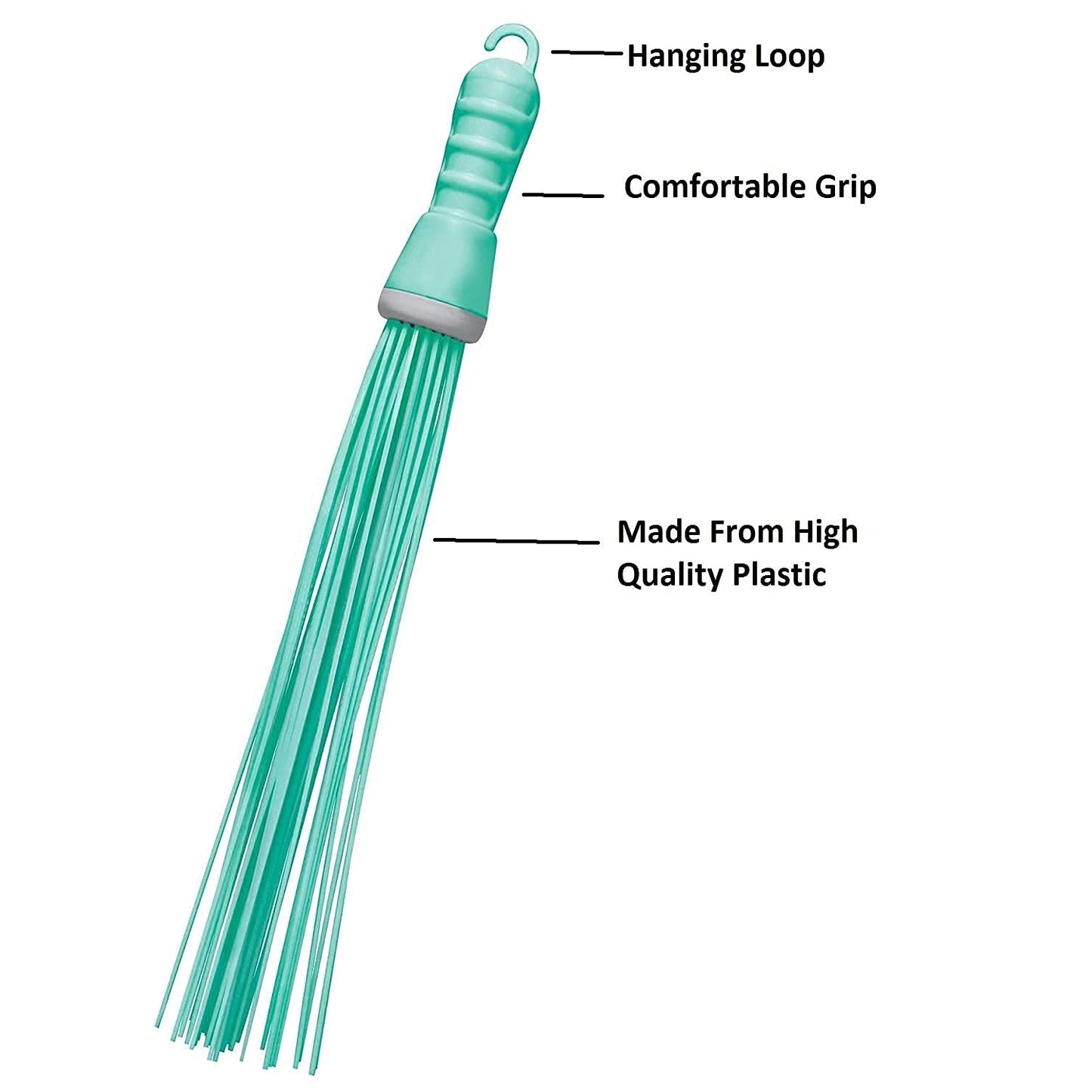 Wukusy plastic hard bristle broom for bathroom floor cleaning, wet and dry scrubbing, with sturdy bristles for effective dirt removal