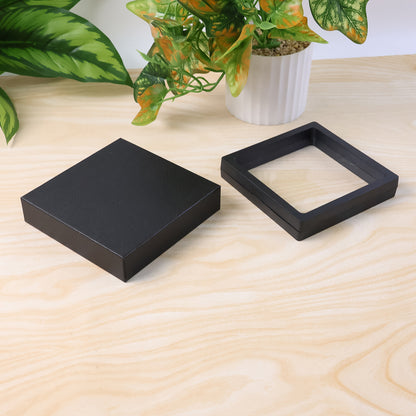 Transparent jewelry display box measuring 11x11 cm, ideal for organizing and showcasing rings, necklaces, and small jewelry pieces.