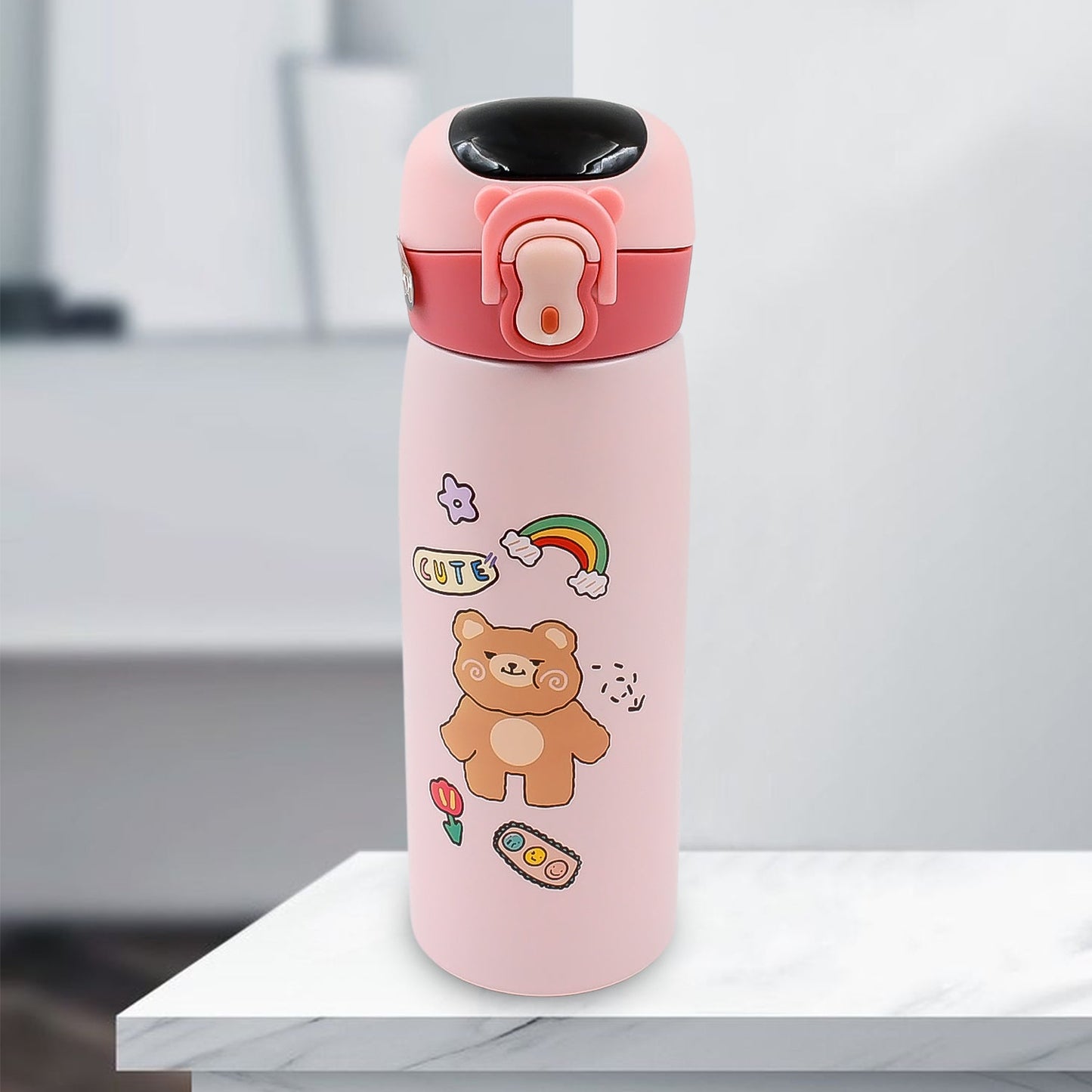 Wukusy smart insulated water bottle with LED temperature display, 450ml capacity, stainless steel, and modern design.