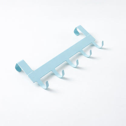Wukusy metal hanging rack with five hooks for versatile storage, mounted on a wall for organizing items.