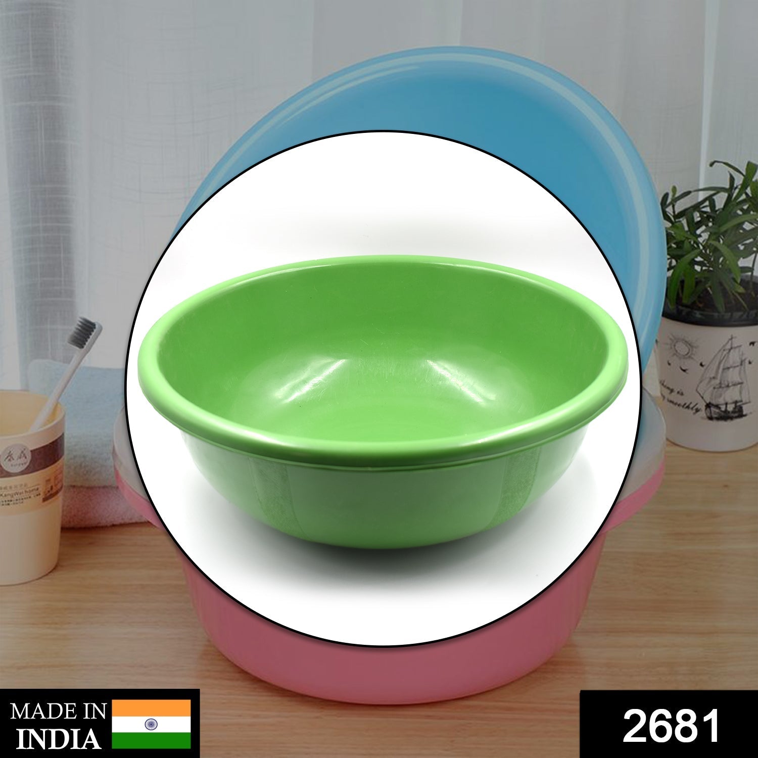 Wukusy plastic bath tub for storing water, used in bathrooms, durable and versatile for home improvement tasks.