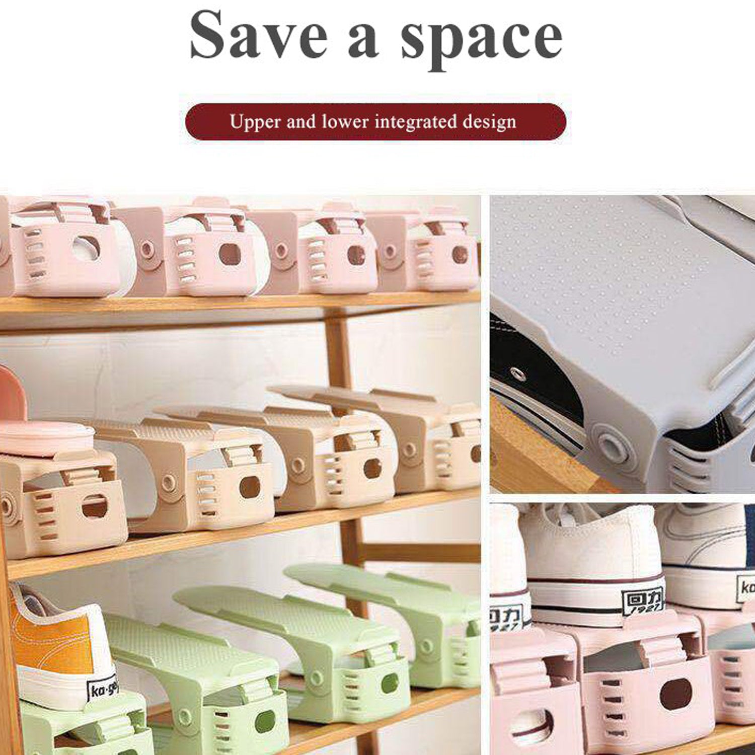 Wukusy 7277 adjustable folding shoe slots organizer with multiple compartments for neat shoe storage and organization