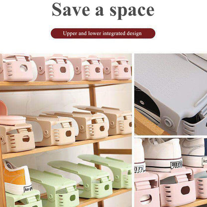 Wukusy 7277 adjustable folding shoe slots organizer with multiple compartments for neat shoe storage and organization