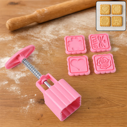 Wukusy multipurpose cookie and biscuit stamp mold set with press handle for home baking, featuring various decorative designs.