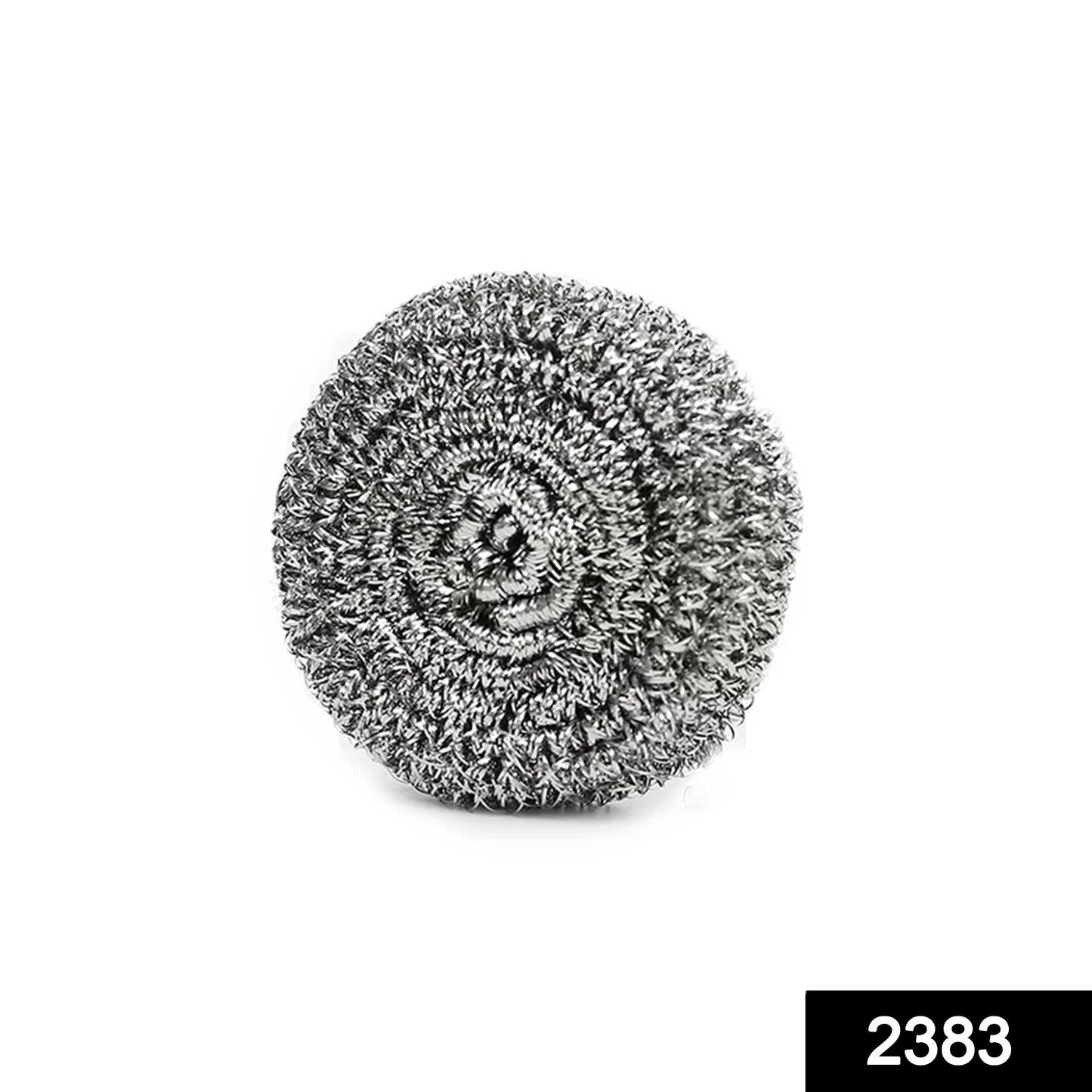 Wukusy stainless steel round ball scrubber for kitchen cleaning, made of durable metal for scrubbing pots and pans.