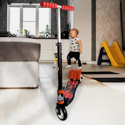 Wukusy kids ride-on push scooter with three wheels, foldable design, height adjustment, multicolor for boys and girls aged 4-8.