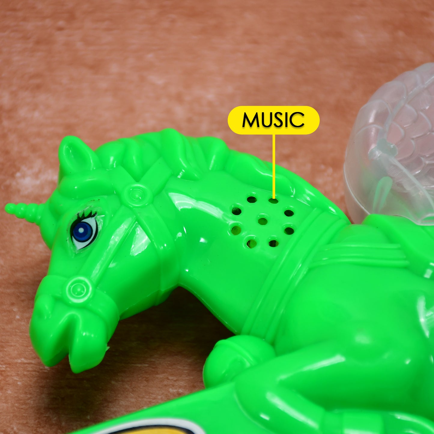 Wukusy 4411 musical laser light effect gun toy for kids, featuring colorful lights and playful design for entertainment.