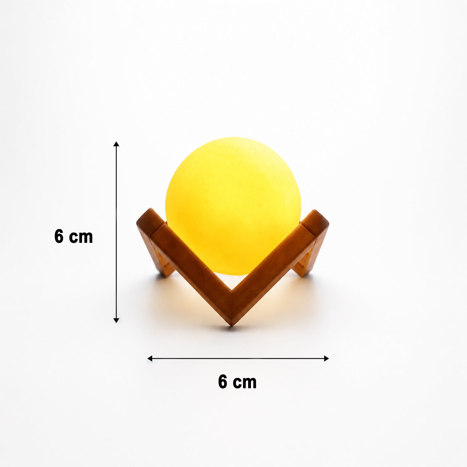 Wukusy LED ball night lamp with wooden stand, illuminated spherical light on a sleek wooden base for ambient bedroom lighting.