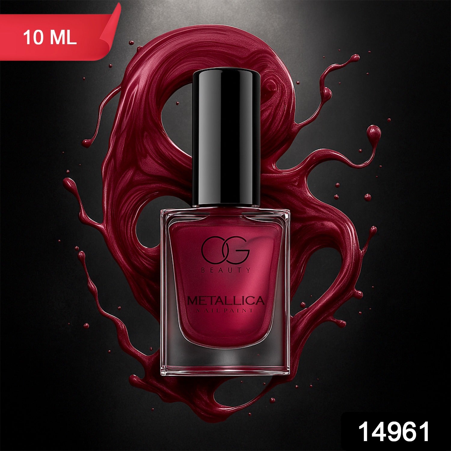 Wukusy Og Beauty Premium Scarlet Red Metallica Nail Polish 10ml bottle with vibrant red color and sleek design