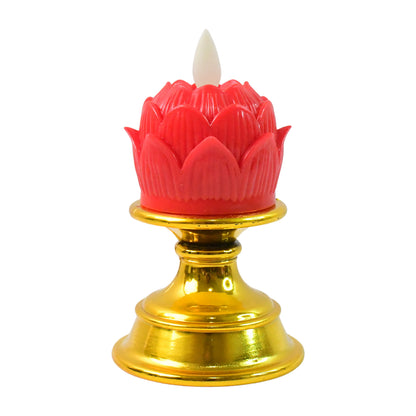 Wukusy premium lotus-shaped LED flameless candle with decorative holder, ideal for elegant home decor and ambient lighting.